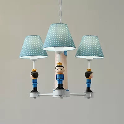 3 Lights Plaid Shade Chandelier with Little Kid Deco Modern Metal Hanging Lamp for Bedroom Clearhalo 'Ceiling Lights' 'Chandeliers' Lighting' options 25511