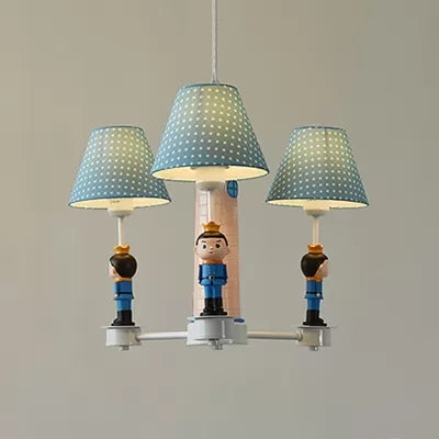3 Lights Plaid Shade Chandelier with Little Kid Deco Modern Metal Hanging Lamp for Bedroom Clearhalo 'Ceiling Lights' 'Chandeliers' Lighting' options 25512