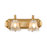 Bell Shade Vanity Sconce Light Vintage Style Clear Glass 2/3 Bulbs Golden Wall Lighting for Bathroom, 18"/24" W Clearhalo 'Modern wall lights' 'Modern' 'Vanity Lights' 'Wall Lights' Lighting' 255133