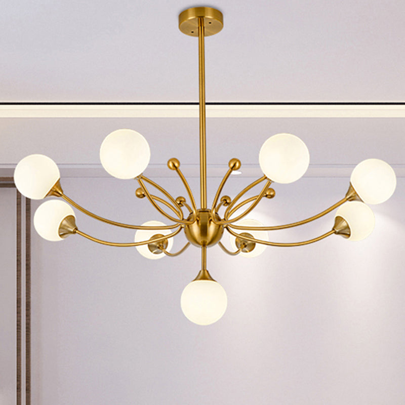 Modern Plant Shaped Chandelier Metallic Hanging Lighting in Gold for Living Room 9 Gold Clearhalo 'Ceiling Lights' 'Chandeliers' 'Modern Chandeliers' 'Modern' Lighting' 255182