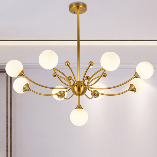 Modern Plant Shaped Chandelier Metallic Hanging Lighting in Gold for Living Room 9 Gold Clearhalo 'Ceiling Lights' 'Chandeliers' 'Modern Chandeliers' 'Modern' Lighting' 255182
