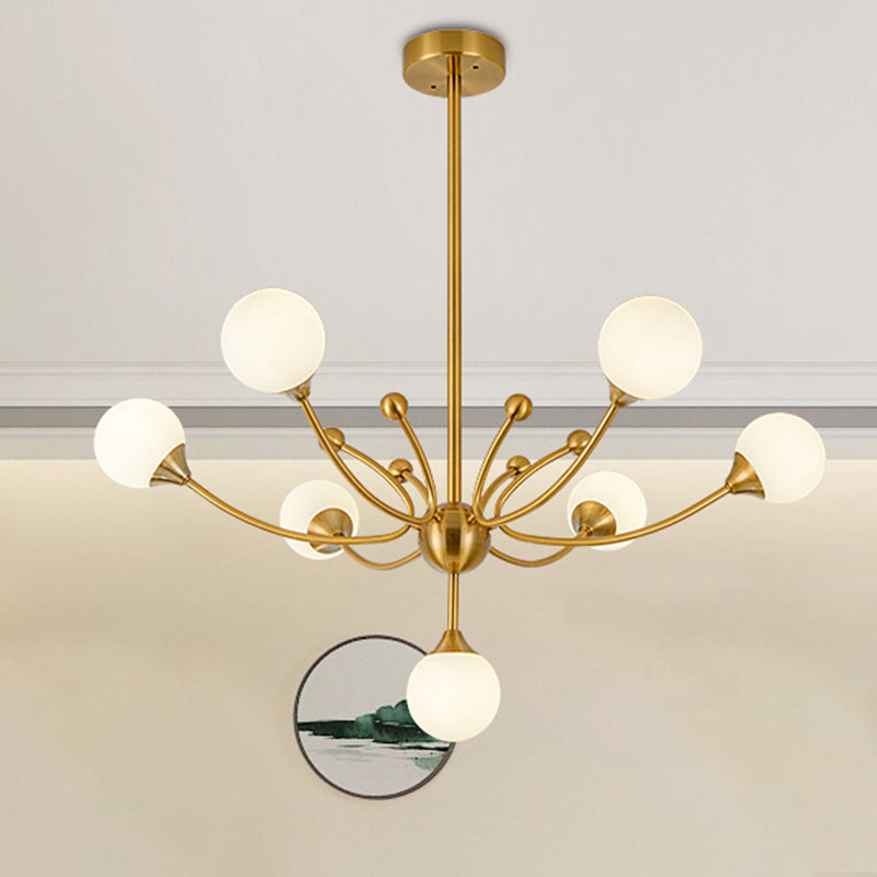 Modern Plant Shaped Chandelier Metallic Hanging Lighting in Gold for Living Room 7 Gold Clearhalo 'Ceiling Lights' 'Chandeliers' 'Modern Chandeliers' 'Modern' Lighting' 255184