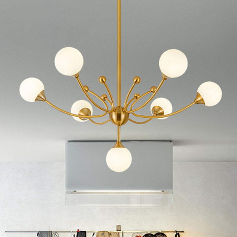 Modern Plant Shaped Chandelier Metallic Hanging Lighting in Gold for Living Room Clearhalo 'Ceiling Lights' 'Chandeliers' 'Modern Chandeliers' 'Modern' Lighting' 255185