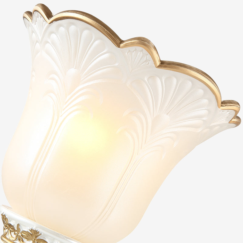 Opal Glass Flower Wall Sconce Light Traditional 1/2 Lights Living Room Wall Light Fixture in White Clearhalo 'Wall Lamps & Sconces' 'Wall Lights' Lighting' 255248