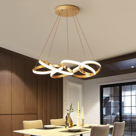 Modern Twisted Chandelier Lights Metal Suspension Light for Restaurant with Hanging Cord Clearhalo 'Ceiling Lights' 'Chandeliers' 'Modern Chandeliers' 'Modern' Lighting' 2552673