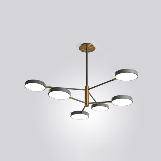 Ultra-modern Rotating Chandelier Light Fixtures Metallic Hanging Ceiling Light for Living Room 6 Grey Clearhalo 'Ceiling Lights' 'Chandeliers' 'Modern Chandeliers' 'Modern' Lighting' 2552683