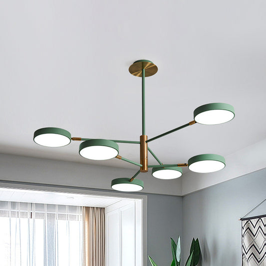 Nordic Style Round Chandelier Light Metallic Hanging Pendant Lights for Living Room 6 Green Clearhalo 'Ceiling Lights' 'Chandeliers' 'Modern Chandeliers' 'Modern' Lighting' 2552695