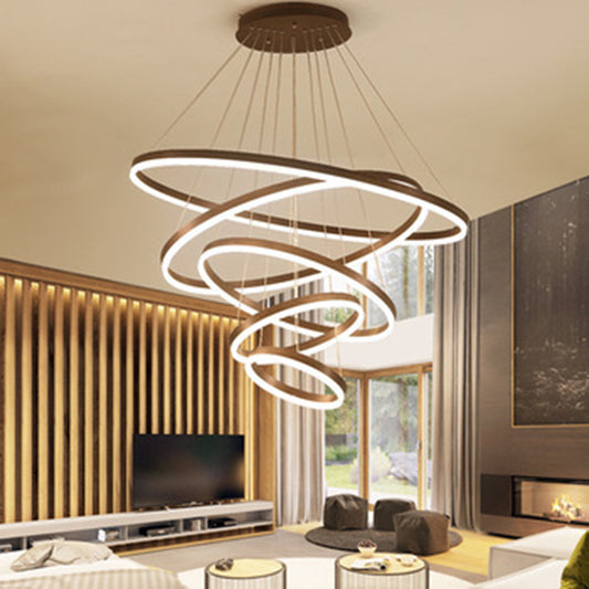 LED Acrylic Pendant Chandelier Minimalist Orbicular Living Room Suspension Light Coffee Clearhalo 'Ceiling Lights' 'Chandeliers' 'Modern Chandeliers' 'Modern' Lighting' 2552804