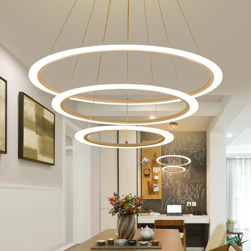 Simplicity Multi-Layer Hanging Chandelier Metal LED Living Room Suspension Light in White Clearhalo 'Ceiling Lights' 'Chandeliers' 'Modern Chandeliers' 'Modern' Lighting' 2552819