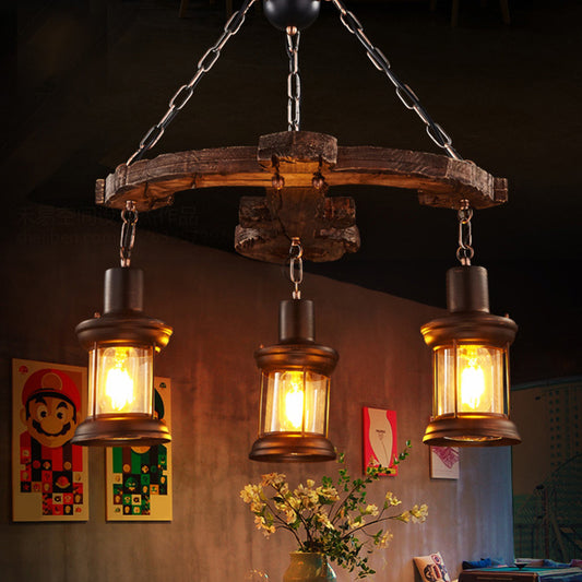 Wood Anchor Shape Chandelier Lighting Coastal Coffee Shop Pendant Light in Beige Clearhalo 'Carpenter Chandeliers' 'Ceiling Lights' 'Chandeliers' 'Industrial Chandeliers' 'Industrial' 'Middle Century Chandeliers' 'Modern' 'Tiffany' Lighting' 2552838