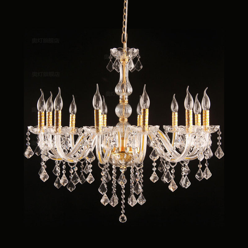 Candle Crystal Orb Chandelier Light Traditional 6 Heads Dining Room Hanging Ceiling Light in Gold Clearhalo 'Ceiling Lights' 'Chandeliers' Lighting' options 255284