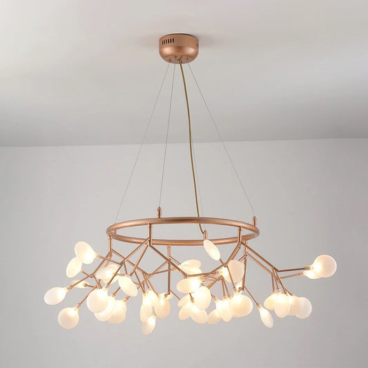 Gold Orbicular Ceiling Pendant Light Modern Style LED Acrylic Chandelier Lighting with Firefly Shade Clearhalo 'Ceiling Lights' 'Chandeliers' 'Modern Chandeliers' 'Modern' Lighting' 2552849