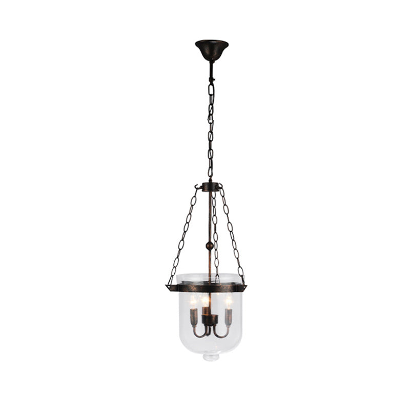 Black Bucket Chandelier Light Fixture Industrial Style Glass Dining Room Pendant Lighting Rust 10" Clearhalo 'Ceiling Lights' 'Chandeliers' 'Glass shade' 'Glass' 'Industrial Chandeliers' 'Industrial' 'Middle Century Chandeliers' 'Pendant Lights' 'Tiffany' Lighting' 2552868