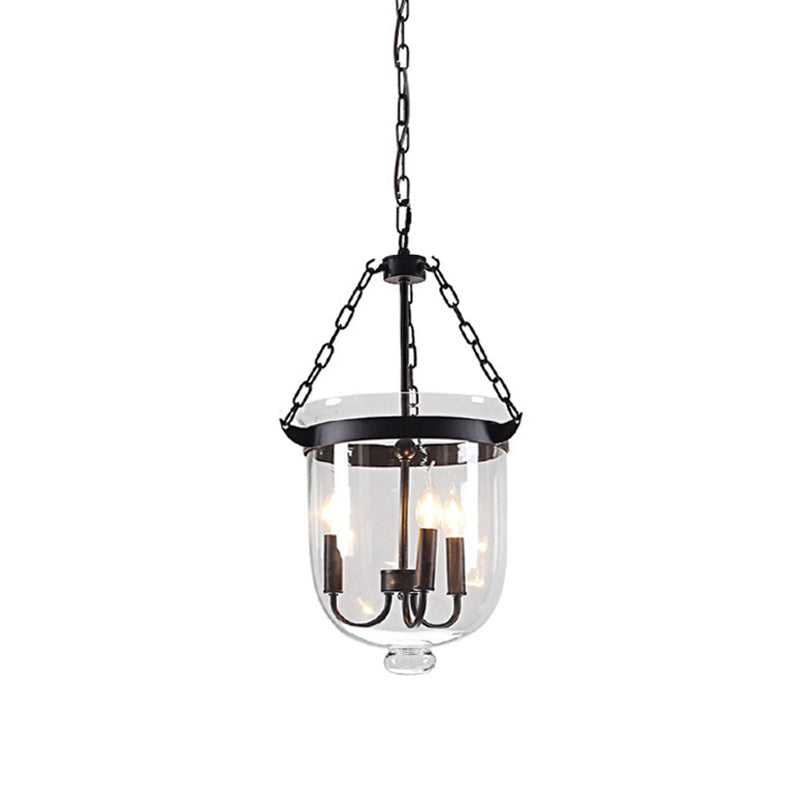 Black Bucket Chandelier Light Fixture Industrial Style Glass Dining Room Pendant Lighting Rust 12" Clearhalo 'Ceiling Lights' 'Chandeliers' 'Glass shade' 'Glass' 'Industrial Chandeliers' 'Industrial' 'Middle Century Chandeliers' 'Pendant Lights' 'Tiffany' Lighting' 2552872