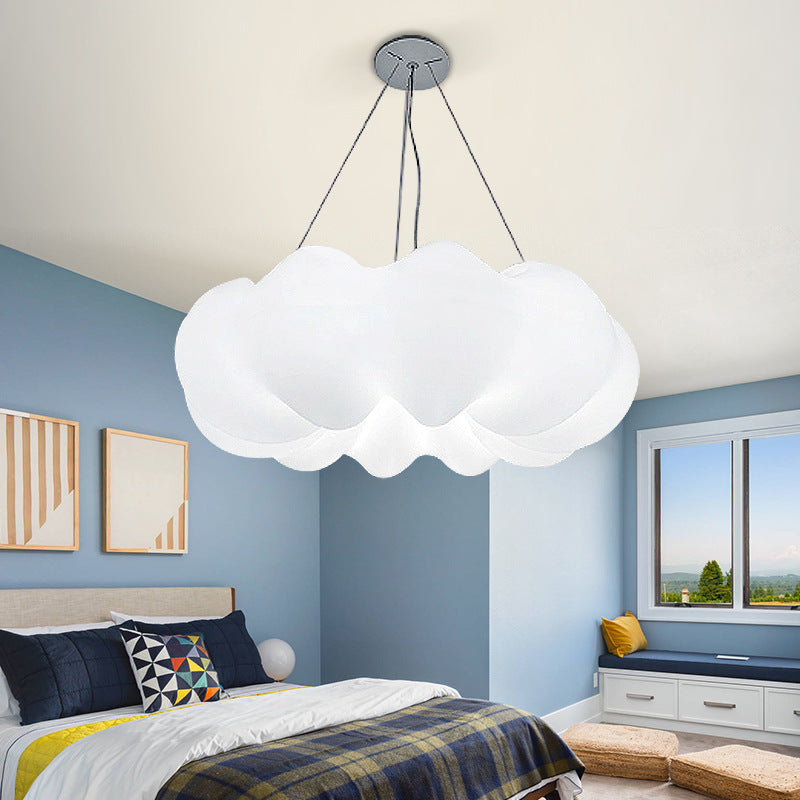 Cloud Hanging Ceiling Light Minimalist Plastic LED Bedroom Suspension Lighting in White Clearhalo 'Ceiling Lights' 'Pendant Lights' 'Pendants' Lighting' 2552905