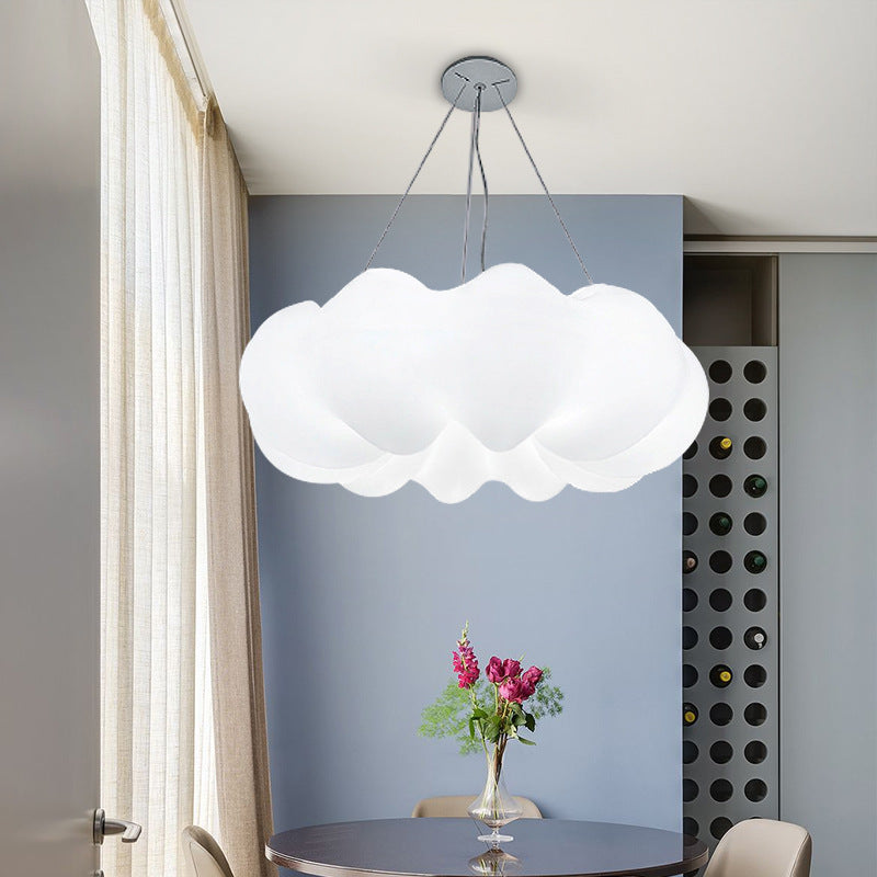 Cloud Hanging Ceiling Light Minimalist Plastic LED Bedroom Suspension Lighting in White Clearhalo 'Ceiling Lights' 'Pendant Lights' 'Pendants' Lighting' 2552908