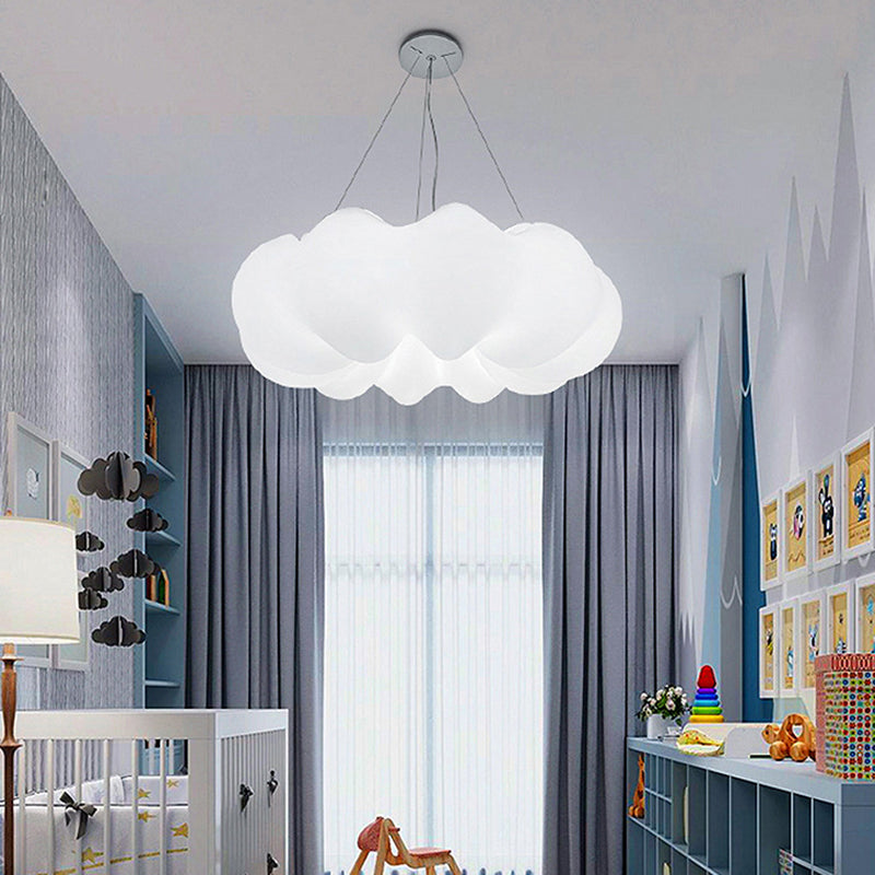 Cloud Hanging Ceiling Light Minimalist Plastic LED Bedroom Suspension Lighting in White Clearhalo 'Ceiling Lights' 'Pendant Lights' 'Pendants' Lighting' 2552910