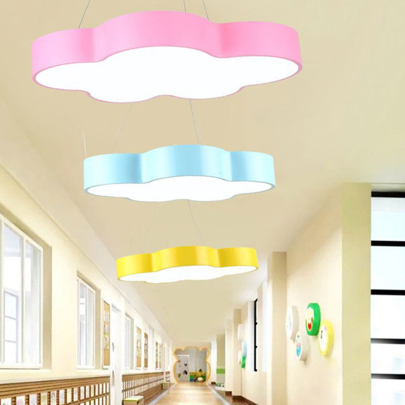 Modern Cloud Pendant Ceiling Light Metal LED Kindergarten Suspended Lighting Fixture Yellow Clearhalo 'Ceiling Lights' 'Pendant Lights' 'Pendants' Lighting' 2552922