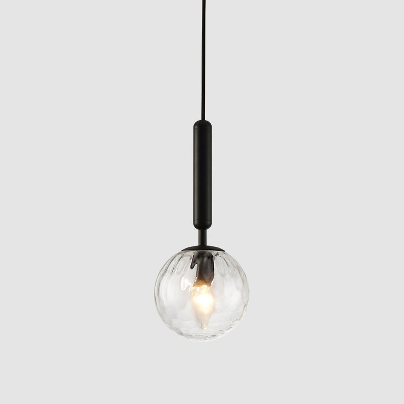 1 Light Pendant Lighting Fixtures Contemporary Spherical Glass Hanging Lights for Lounge Black Clear Clearhalo 'Ceiling Lights' 'Glass shade' 'Glass' 'Modern Pendants' 'Modern' 'Pendant Lights' 'Pendants' Lighting' 2553024