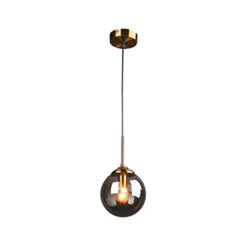 Sphere Pendant Lighting Fixture Modern Minimalist Glass Indoor Pendant Ceiling Lights Smoke Gray Round Clearhalo 'Ceiling Lights' 'Glass shade' 'Glass' 'Modern Pendants' 'Modern' 'Pendant Lights' 'Pendants' Lighting' 2553034