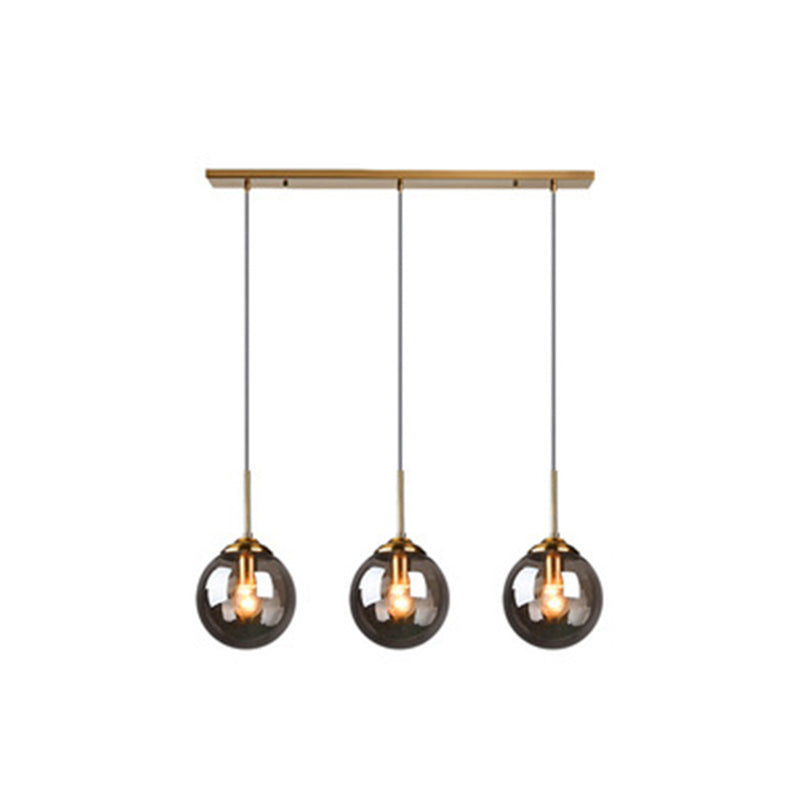 Sphere Pendant Lighting Fixture Modern Minimalist Glass Indoor Pendant Ceiling Lights Smoke Gray Linear Clearhalo 'Ceiling Lights' 'Glass shade' 'Glass' 'Modern Pendants' 'Modern' 'Pendant Lights' 'Pendants' Lighting' 2553042