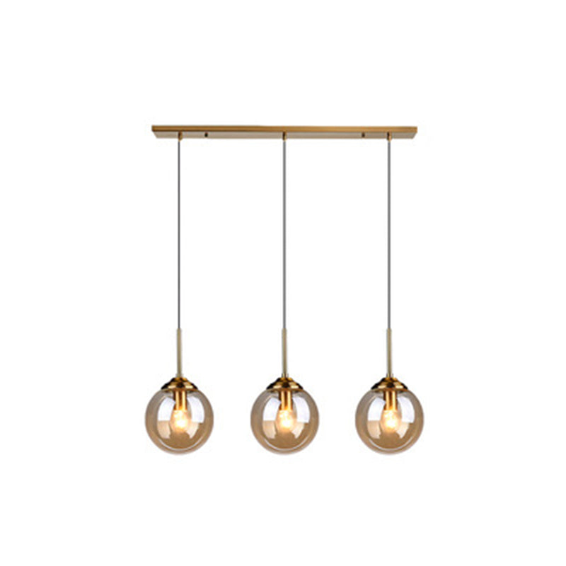 Sphere Pendant Lighting Fixture Modern Minimalist Glass Indoor Pendant Ceiling Lights Amber Linear Clearhalo 'Ceiling Lights' 'Glass shade' 'Glass' 'Modern Pendants' 'Modern' 'Pendant Lights' 'Pendants' Lighting' 2553048