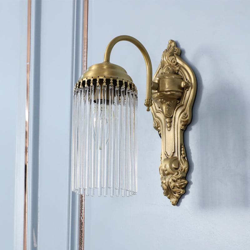 Cylinder Wall Mount Light Simple Style Crystal Rod 1/2 Lights Gold Sconce Light for Corridor 1.0 Gold Clearhalo 'Modern wall lights' 'Modern' 'Wall Lamps & Sconces' 'Wall Lights' Lighting' 255309