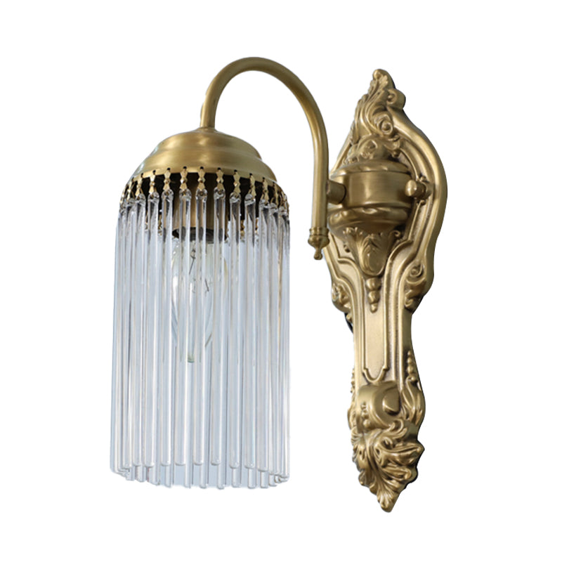 Cylinder Wall Mount Light Simple Style Crystal Rod 1/2 Lights Gold Sconce Light for Corridor Clearhalo 'Modern wall lights' 'Modern' 'Wall Lamps & Sconces' 'Wall Lights' Lighting' 255312