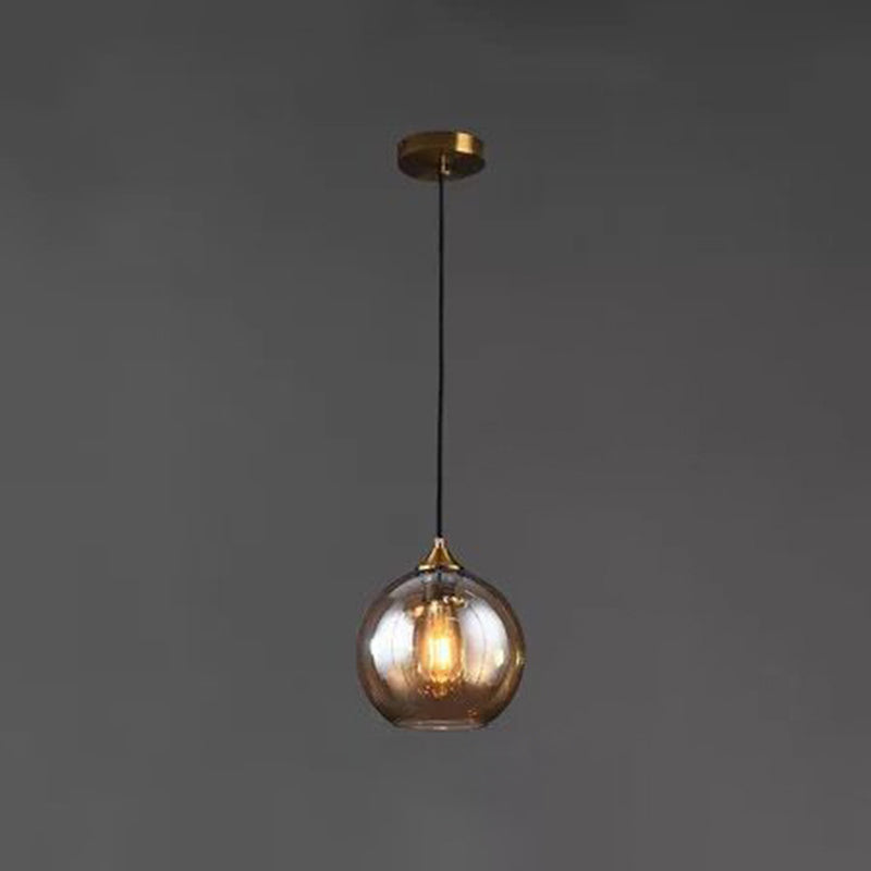 Contemporary Sphere Pendant Lights Blown Glass Hanging Pendant Lights for Bedroom Amber Round Clearhalo 'Ceiling Lights' 'Glass shade' 'Glass' 'Modern Pendants' 'Modern' 'Pendant Lights' 'Pendants' Lighting' 2553133