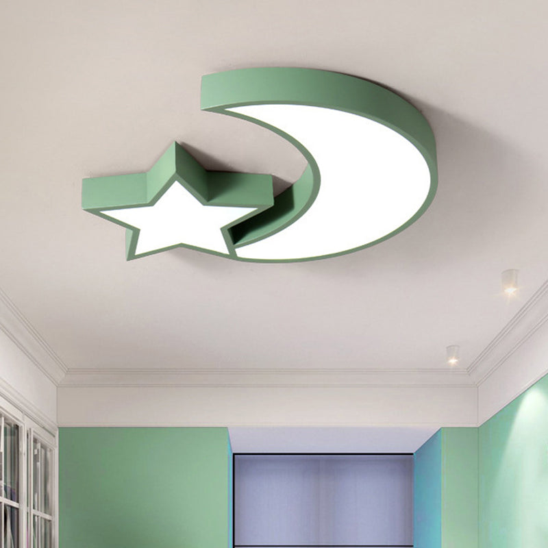 Star and Moon Acrylic Flush Mount Ceiling Light Kids Style LED Flushmount Ceiling Lamp Green Clearhalo 'Ceiling Lights' 'Close To Ceiling Lights' 'Lighting' 2553157_f7a9dcf8-36c8-4f49-a9be-958543c660c8