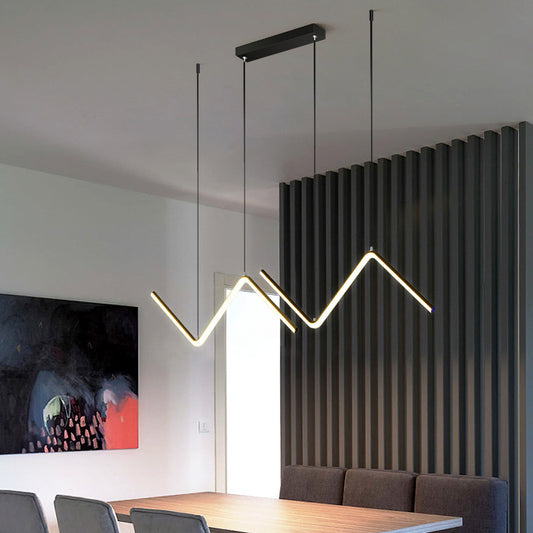 Double Z Shaped Hanging Light Minimalist Metal Dinner LED Island Lighting Fixture Black Clearhalo 'Ceiling Lights' 'Island Lights' Lighting' 2553278