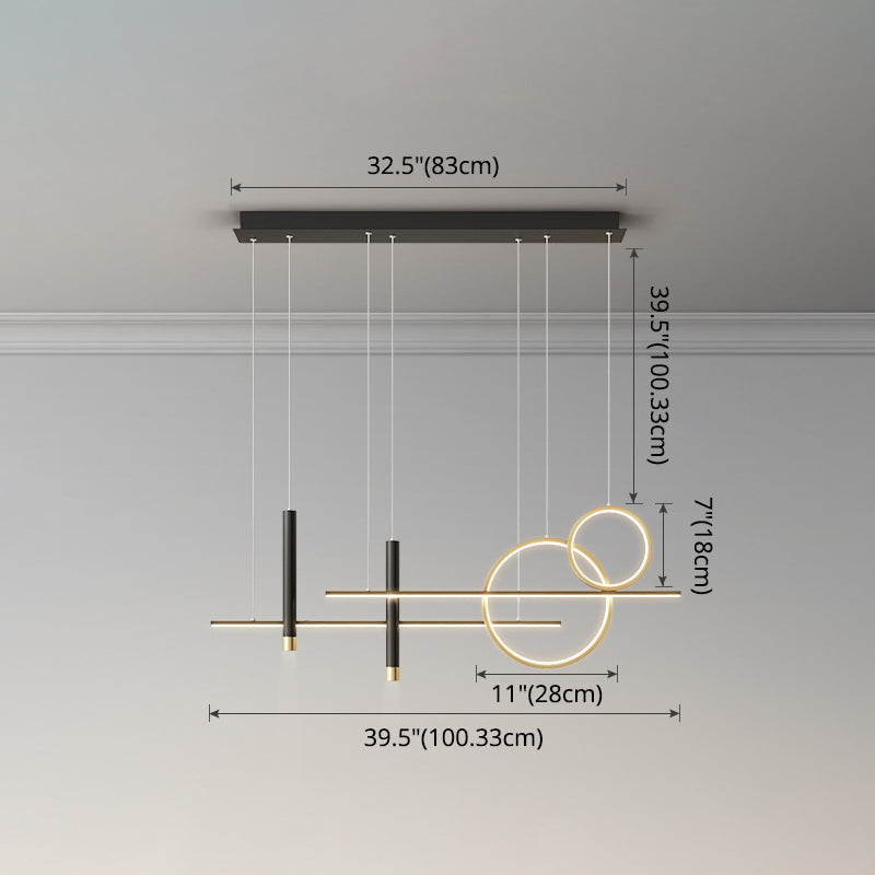 Rings and Lines Dinner Suspension Lamp Metal Minimalist LED Island Pendant with Spotlight Clearhalo 'Ceiling Lights' 'Island Lights' Lighting' 2553335