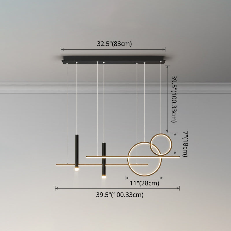 Rings and Lines Dinner Suspension Lamp Metal Minimalist LED Island Pendant with Spotlight Clearhalo 'Ceiling Lights' 'Island Lights' Lighting' 2553336