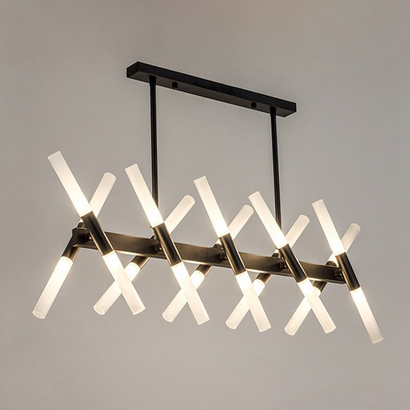 Minimalist Sticks Ceiling Lamp Acrylic 20-Light Dining Room over Island Lighting Black 39.5" Clearhalo 'Ceiling Lights' 'Island Lights' Lighting' 2553340