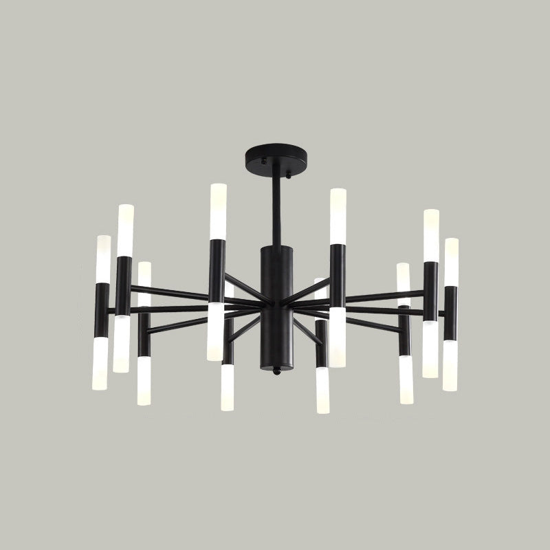 Minimalist Sticks Ceiling Lamp Acrylic 20-Light Dining Room over Island Lighting Black 27" Clearhalo 'Ceiling Lights' 'Island Lights' Lighting' 2553342