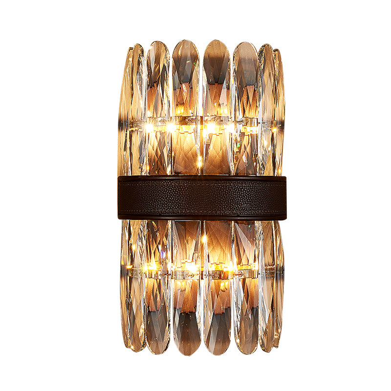 Crystal Block Cylinder Wall Lighting Fixture Modern 2/4 Lights Black Wall Sconce Light Clearhalo 'Modern wall lights' 'Modern' 'Wall Lamps & Sconces' 'Wall Lights' Lighting' 255350