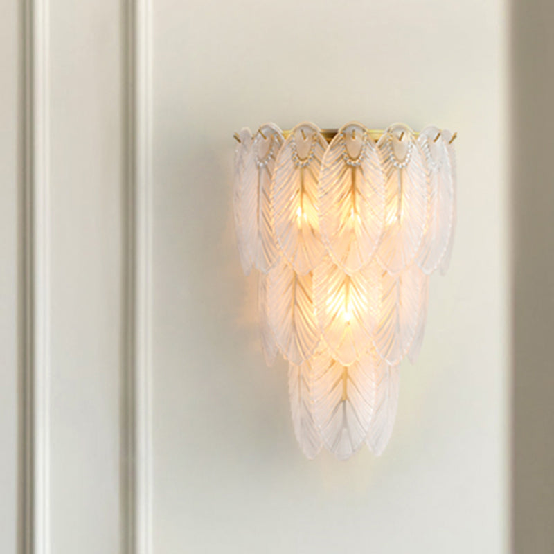 Tiered Wall Light Fixture Postmodern White Prismatic Glass 2/3 Lights Corridor Sconce Light Clearhalo 'Wall Lamps & Sconces' 'Wall Lights' Lighting' 255380