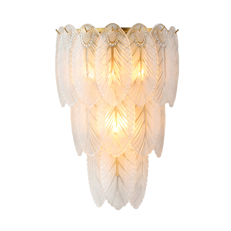 Tiered Wall Light Fixture Postmodern White Prismatic Glass 2/3 Lights Corridor Sconce Light Clearhalo 'Wall Lamps & Sconces' 'Wall Lights' Lighting' 255381