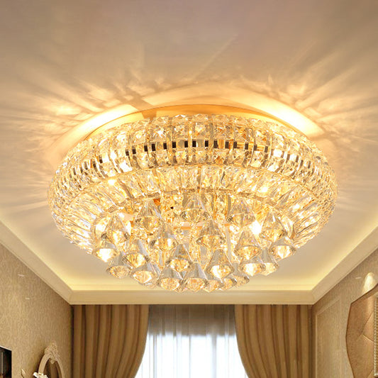 Golden Round Flush Lamp Modernist 4 Lights Crystal Close To Ceiling Lamp for Bedroom Clearhalo 'Ceiling Lights' 'Close To Ceiling Lights' 'Close to ceiling' 'Flush mount' Lighting' 255401