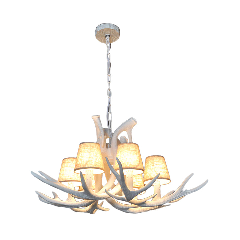 Resin White/Brown and Yellow Chandelier Lighting Antler 6 Lights Traditional Pendant Lamp for Dining Room with/without Shade Clearhalo 'Ceiling Lights' 'Chandeliers' Lighting' options 255411