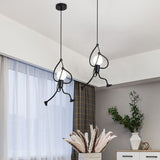 Black Cartoon Person Shaped Suspension Pendant Art Deco Metal Hanging Light for Bedroom Clearhalo 'Ceiling Lights' 'Pendant Lights' 'Pendants' Lighting' 2554197