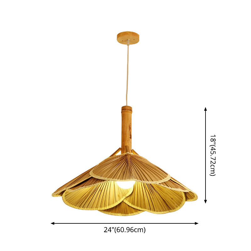 Modern Fan Ceiling Light Bamboo 1 Light Suspension Pendant in Wood for Restaurant Clearhalo 'Ceiling Lights' 'Pendant Lights' 'Pendants' Lighting' 2554218