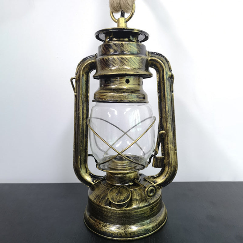 Vintage Hemp Rope Kerosene Horse Lamp Chandelier Metal Vintage Industrial Restaurant Hanging Lamp Bronze Clearhalo 'Ceiling Lights' 'Glass shade' 'Glass' 'Industrial Pendants' 'Industrial' 'Middle Century Pendants' 'Pendant Lights' 'Pendants' 'Tiffany' Lighting' 2554228