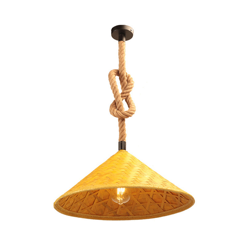 1 Light Pendant Ceiling Lights Rustic Straw Hat Rope Rattan Pendant Light Kit for Farmhouse Clearhalo 'Ceiling Lights' 'Industrial Pendants' 'Industrial' 'Middle Century Pendants' 'Pendant Lights' 'Pendants' 'Tiffany' Lighting' 2554236