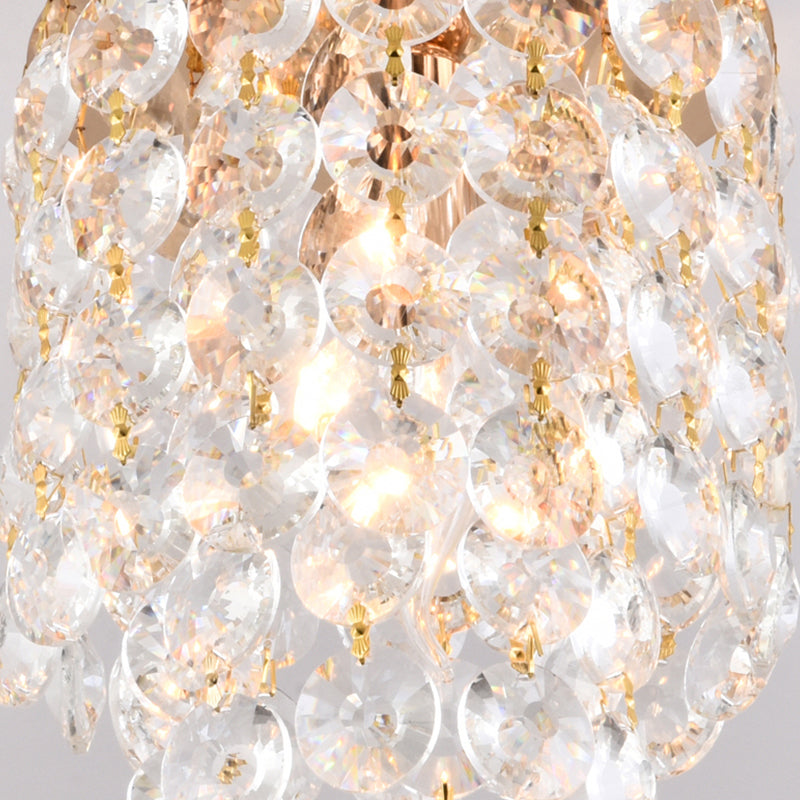 Golden Cylinder Mini Semi Flush Light Simplicity 1 Bulb Crystal Flush Mount Ceiling Lamp Clearhalo 'Ceiling Lights' 'Close To Ceiling Lights' 'Close to ceiling' 'Semi-flushmount' Lighting' 255424