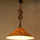 1 Light Pendant Ceiling Lights Rustic Straw Hat Rope Rattan Pendant Light Kit for Farmhouse Clearhalo 'Ceiling Lights' 'Industrial Pendants' 'Industrial' 'Middle Century Pendants' 'Pendant Lights' 'Pendants' 'Tiffany' Lighting' 2554241