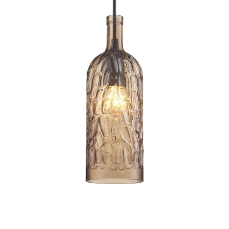Vintage Art Deco Wine Bottle Hanging Lamp Wavy Glass 1 Light Restaurant Down Lighting Pendant for Bar Coffee Clearhalo 'Ceiling Lights' 'Glass shade' 'Glass' 'Industrial Pendants' 'Industrial' 'Middle Century Pendants' 'Pendant Lights' 'Pendants' 'Tiffany' Lighting' 2554278