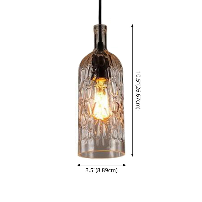 Vintage Art Deco Wine Bottle Hanging Lamp Wavy Glass 1 Light Restaurant Down Lighting Pendant for Bar Clearhalo 'Ceiling Lights' 'Glass shade' 'Glass' 'Industrial Pendants' 'Industrial' 'Middle Century Pendants' 'Pendant Lights' 'Pendants' 'Tiffany' Lighting' 2554281