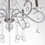 Candle Living Room Chandelier Lighting Traditional Metal 6 Heads Silver Hanging Light with Crystal Ball Decoration Clearhalo 'Ceiling Lights' 'Chandeliers' 'Modern Chandeliers' 'Modern' Lighting' 255440