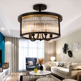 Crystal Round Flushmount Lighting Contemporary 4 Lights Black Semi Flush Lamp for Living Room Clearhalo 'Ceiling Lights' 'Close To Ceiling Lights' 'Close to ceiling' 'Semi-flushmount' Lighting' 255453